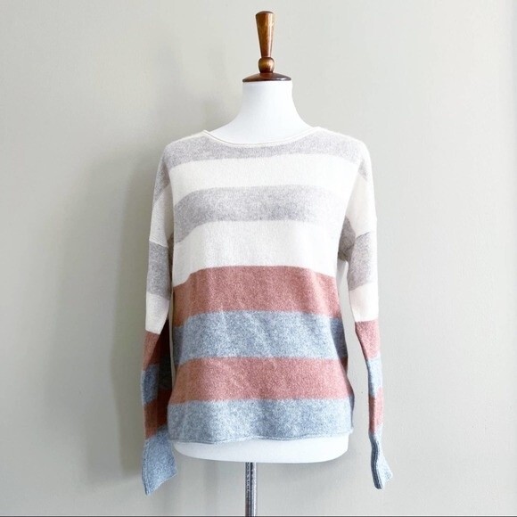 White + Warren Stripe Cashmere Sweater Small [Needs Repair] - Picture 1 of 8
